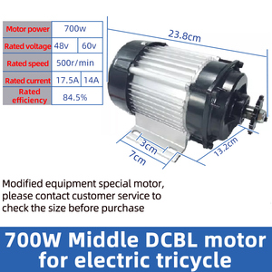 Động cơ xe ba bánh điện không chổi than DC 48V 60V 700W kiểu sóng vuông, động cơ giữa không chổi than, độ chế xe ba bánh điện - Product Image 2
