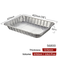 Récipient jetable argenté de 6700ml en aluminium 457X337X63mm pour la cuisson des aliments de pique-nique en plastique PET