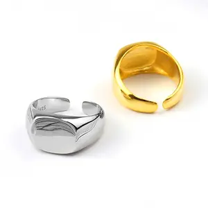 Anéis de sinete personalizados letras personalizadas base 925 prata esterlina mulheres simples mens anel em branco