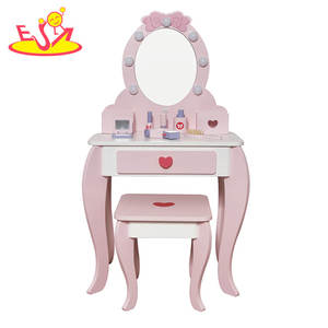 Princess <strong>Vanity</strong> <strong>Table</strong> Set with LED Lights and Mirror - Pretend Play Makeup Toy with Cosmetic Accessories for Girls W08H223 - Product Image 3
