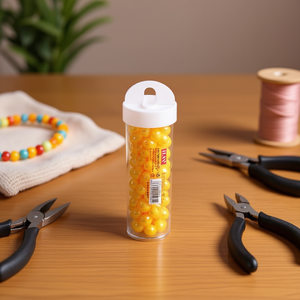 Perline ILAN Abalorio 8 mm gialle per la creazione di gioielli, 12 pezzi per tubo - Product Image 2