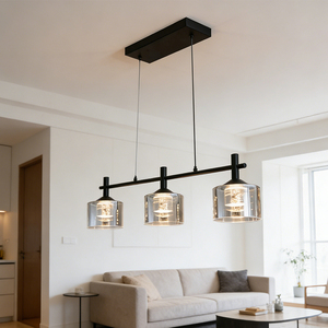 Lámpara Colgante Lineal Cuadrada Moderna de Lujo, Iluminación para el Hogar, E12 E14, Lámpara de Araña de Vidrio para Cocina, Comedor, Bar, Hotel, Sala de Estar - Product Image 1