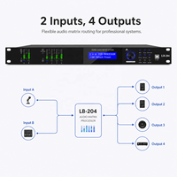 Procesador de Altavoces Digitales LB204, Procesador de Audio DSP, Construcción Metálica, Conectividad XLR para Sonido Envolvente y Canto