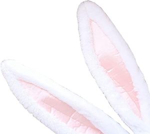 Conejito de Pascua, sombrero con orejas móviles, sombreros divertidos para disfraces de fiesta, disfraz, Cosplay y más conejo blanco y rosa esponjoso para adultos - Product Image 3
