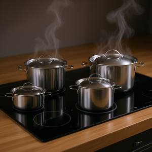 Ensemble de casseroles Spring Cristal 4 pièces en acier inoxydable avec couvercles pour cuisson sur cuisinière - Product Image 3