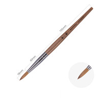 Pinceau acrylique de haute qualité avec manche en bois brun, virole ronde, 70% poils de Kolinsky, taille 14, pour salon de manucure BW62-9