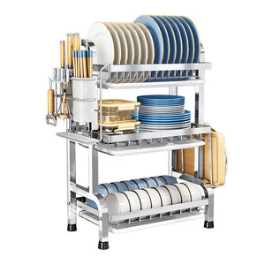 <span class=keywords><strong>Scolapiatti</strong></span> a 3 Ripiani in <span class=keywords><strong>Acciaio</strong></span> Inox per Cucina, Mensola Portaoggetti Domestica, Porta Piatti e Coltelli - Product Image 4