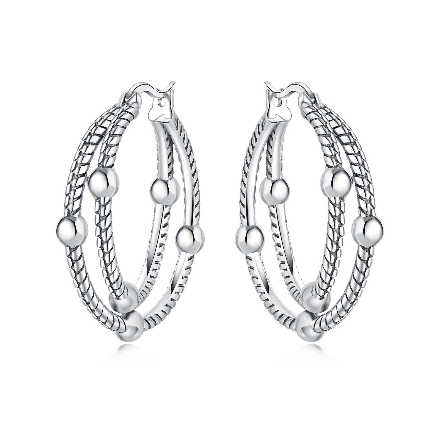 Double-loop snakeskin large hoop earrings 4007