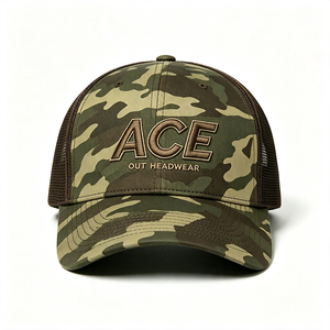 Men <b>Camo</b> Trucker Hat Camouflage Front Panel Canvas Mesh Back Trucker <b>Cap</b> 3D Embroidery Adjustable Snapback Hat Outdoor - Product Image 3