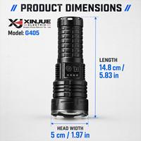 Lampe torche laser personnalisée OEM ODM XINJUE G405 30W, portée de 1000 m, rechargeable, avec zoom télescopique, boîtier en alliage d'aluminium