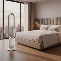 Ventilateur sur pied sans pales électrique numérique certifié CE, oscillant, télécommandé, avec moteur sans balais, pour hôtel et usage domestique, 103 cm