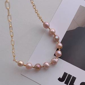 Collier de perles baroques en forme d'Edison pour femmes, couleur bonbon, plissé, accessoire de luxe de niche - Product Image 2