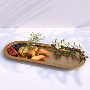 Plateau de service en acier inoxydable poli pour centres de table Décor Plateau de service de fruits de style unique pour hôtels - Product Image 4