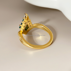 New Arrival Wholesale Beautiful Women Jewelry <b>Moss</b> <b>Agate</b> <b>Ring</b> Engagement Wedding Promise <b>Rings</b> for Gift - Product Image 2
