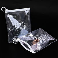 Sac à fermeture éclair en PVC transparent durable avec anneau de traction pour accessoires cosmétiques quotidiens