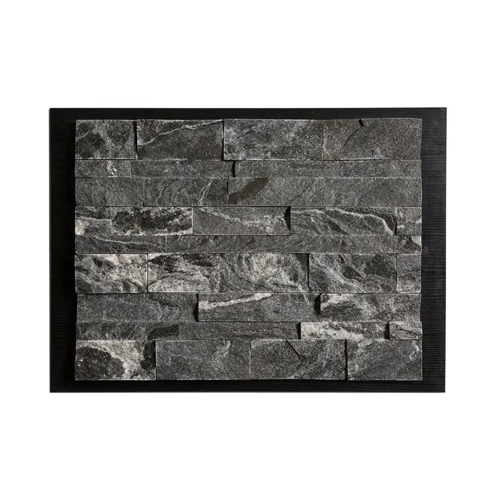 Split Surface Everest Black 6X24" Marble Grey Black Natural Stone Culture Stones for Interior Exterior Wall House