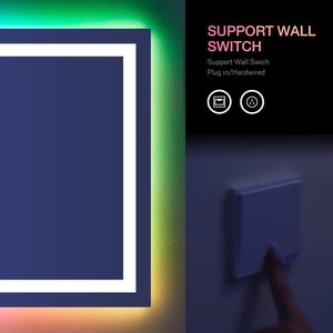 Bán buôn thông minh đầy màu sắc Backlit + phía trước dẫn ánh sáng Gương phòng tắm đầy đủ cơ thể gương với RGB chạy ánh sáng và defogger - Product Image 5