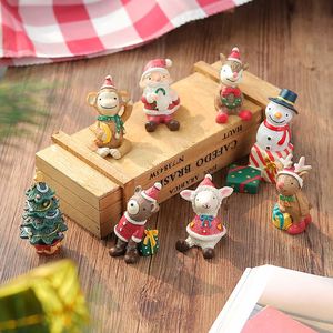 Ornements en résine, figurines d'animaux, décoration de Noël, singe, Père Noël, bonhomme de neige, mouton, cerf, lapin, ours, écureuil, cadeau, arbre de Noël - Product Image 3