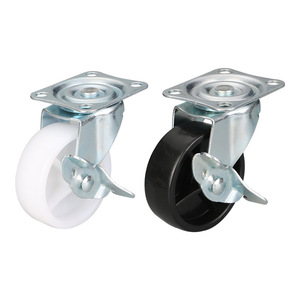 3 Inch Flat Bottom <b>Side</b> Brake Caster Swivel Wheel PP Material Furniture Storage Rack Use Bolt Hole Type 2.0 Mm Top <b>Plate</b> - Product Image 4