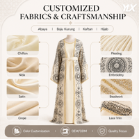 Ensemble Traditionnel Musulman 2 Pièces Caftan Brodé 3 Couleurs Robe Longue Marocaine du Moyen-Orient