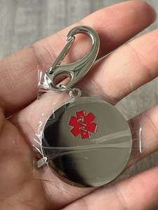 Özelleştirilmiş paslanmaz çelik yüksek cilalı köpek etiketi kolye çelik anahtarlık yuvarlak emaye tıbbi Logo kolye tıbbi uyarı - Product Image 5