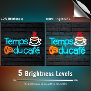 Enseigne néon LED « Coffee Time » pour décoration murale, éclairage de porte, enseignes néon LED personnalisées Temps Du Café - Product Image 3