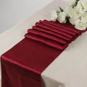 婚礼桌旗简约装饰桌布面料涤纶纯色缎面活动桌布