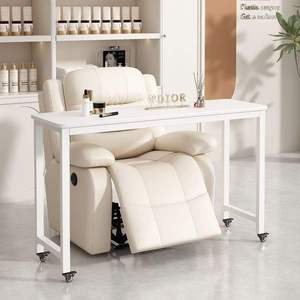 Mesa de Manicura Moderna con Silla Reclinable, Estructura Metálica, Estación de Trabajo Rodante para Salón, Muebles de Estudio de Belleza Estilo Japonés - Product Image 6