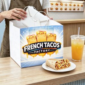 Sac en papier kraft jetable, épaissi, écologique, biodégradable et recyclable pour tacos français, restauration et vente à emporter - Product Image 1
