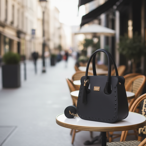 Bolso de Mano Negro para Mujer Fana Alessia M3793, Diseño con Borlas de Microfibra y Cuero Sintético, para Uso Diario - Product Image 2