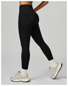 Pantalon de yoga transfrontalier respirant, léger, extensible dans quatre directions, écologique, sans coutures, longueur <span class=keywords><strong>cheville</strong></span>, grande taille, avec bordure contrastante - Product Image 3