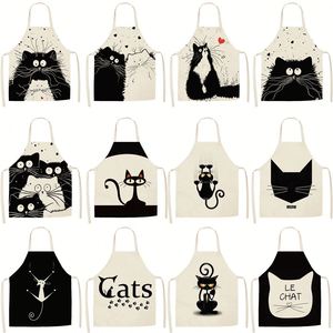 Tablier en lin imprimé animaux de dessin animé pour maman et enfants, tabliers de jardin en coton avec manches, durables, écologiques, couleurs personnalisées, Noël - Product Image 2