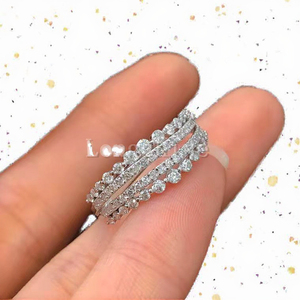 Bague de fiançailles en or blanc 18 carats avec zircon et diamant de laboratoire, demi-pavé, plaqué or, pour mariage - Product Image 2