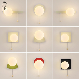 <span class=keywords><strong>Applique</strong></span> murale en verre minimaliste nordique <span class=keywords><strong>avec</strong></span> <span class=keywords><strong>interrupteur</strong></span> à cordon <span class=keywords><strong>intégré</strong></span> LED Chambre à coucher Escalier Salon Chevet Couloir Lumière - Product Image 2