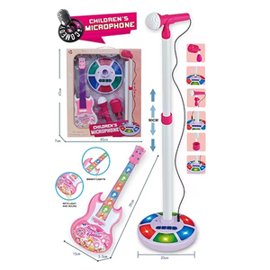 Jouets d'instruments de musique pour enfants, jouets de <span class=keywords><strong>puzzle</strong></span> pour l'éducation à domicile, jouets de guitare électrique avec microphone pour chanter pour les enfants - Product Image 1