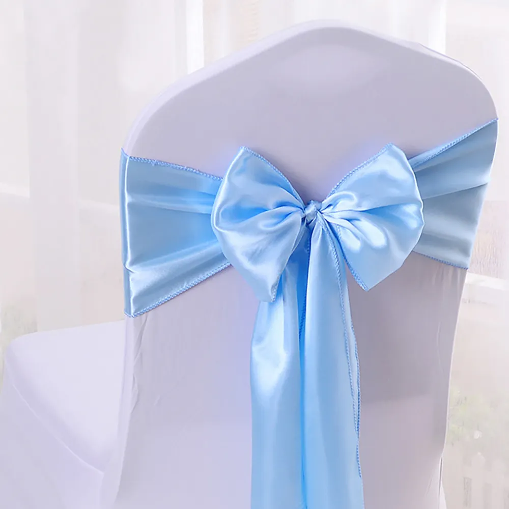 Chiffon Chair Sashes Bows for Wedding Reception- Universal Elastic Chair Cover Bands with Buckle Slider for Banquet