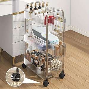 Portable 3-Tier Rolling Acrylic Makeup Cart Transparent Storage Organizer Made in China Bathroom Living Room - Product Image 4