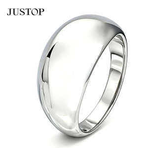 JUSTOP Wedding Band Unisex <b>Plain</b> <b>Ring</b> Classic Silver Plated Geometric Fashion Jewelry for Anniversary - Product Image 1