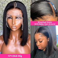 Peluca de Cabello Humano Natural con Encaje HD, Cabello Camboyano Virgen con Cutícula Alineada, Peluca Frontal de Encaje de Cabello Humano Peruano