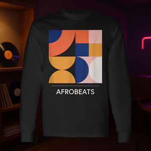 T-shirt a maniche lunghe Afrobeats dal design minimalista, stile jazz anni '90, moda retrò - Product Image 3