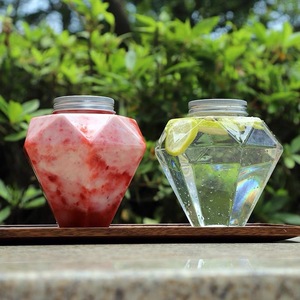 500ml chai nước trái cây thiết kế mới kim cương hình rỗng nhựa pet chai nước giải khát với nắp nhôm cho trà sữa - Product Image 2