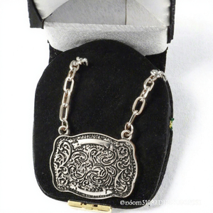 Collar con Colgante de Vaquero Estilo Western Vintage ORIGINAL, Chapado en Plata Antigua, Aleación con Piedra de Resina, Cadena con Diseño de Olas de Agua, para Mujer, Regalo - Product Image 2