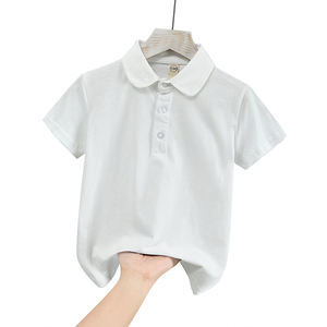 Polo à manches courtes pour enfants, 100 % coton, pour garçons et filles, nouveau style coréen, couleur unie, respirant, col à revers, haut fin pour l'été - Product Image 5