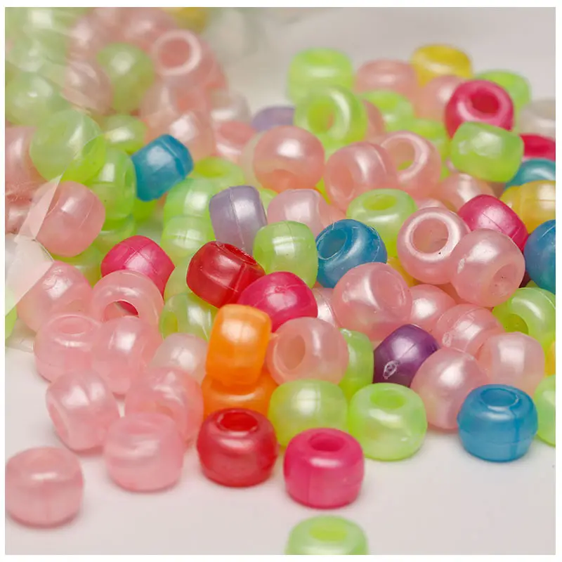 Wholesale 6mm x 9mm Bulk Multicolor Plastic Acrylic Pearl Effect Pony Beads für DIY Jewelry Making