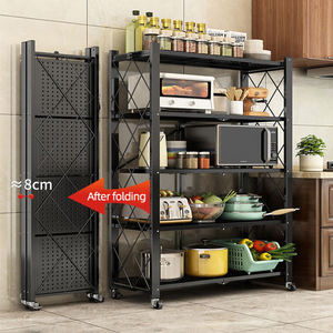 Hot Sale Kitchen Folding Storage Rack Featuring <strong>Steel</strong> Kitchen Shelves Storage Racks and Wheels <strong>Shelving</strong> <strong>Units</strong> for Goods - Product Image 6