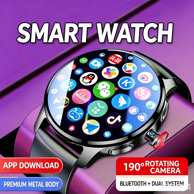 CD Smart Watch Barrel Design Rotating Camera Android WiFi BT Call TFT Display IP67 Heart Rate Tracker Silicone Metal Case