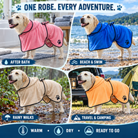 Peignoir de bain pour chien en microfibre personnalisé, à capuche, serviette de séchage rapide et absorbante pour animaux de compagnie, avec logo brodé, vente en gros