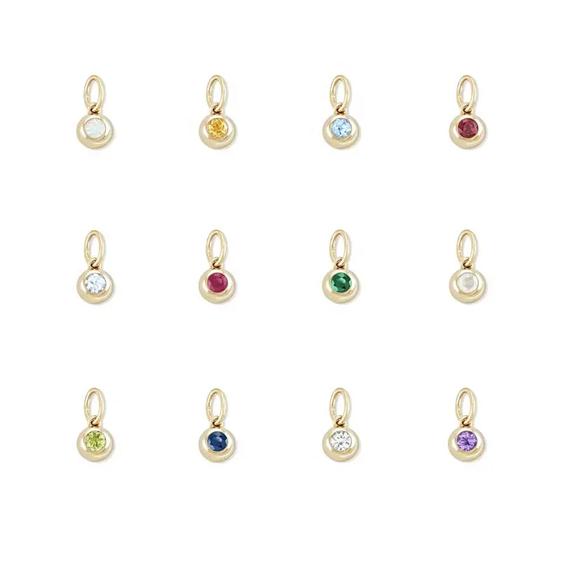 Gemnel 14K Gold rainbow circle diamond minimalist initial birthbone necklace for women