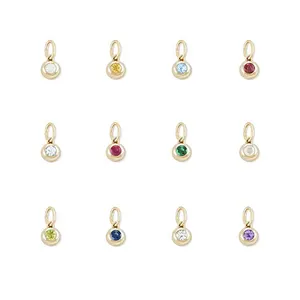 Gemnel 14K Or cercle arc-en-ciel diamant minimaliste initiale birthbone collier pour les femmes