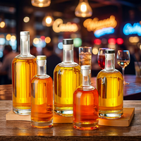 Bouteille personnalisée en verre transparent de 200 ml, 375 ml, 500 ml, 750 ml, 1000 ml pour spiritueux, vin, whisky, vodka, tequila, avec bouchon, résistante au congélateur
